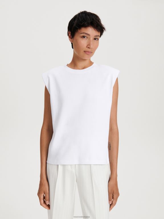 alb Reserved femei îmbrăcăminte tricou captusit cu umeri 648HZ515