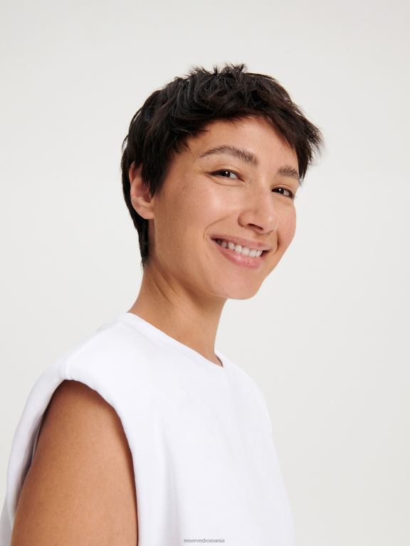 alb Reserved femei îmbrăcăminte tricou captusit cu umeri 648HZ515