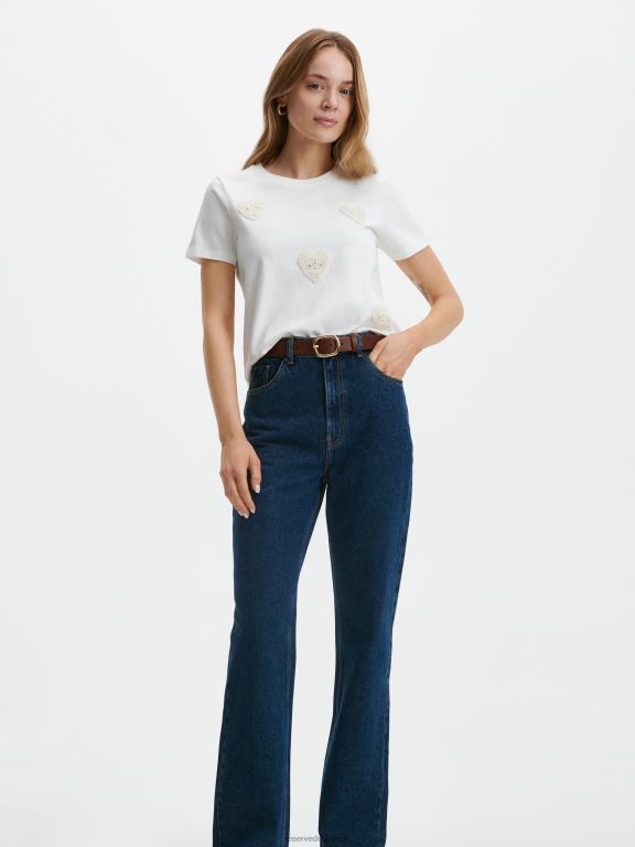 alb Reserved femei îmbrăcăminte tricou cu aplicatie 648HZ377