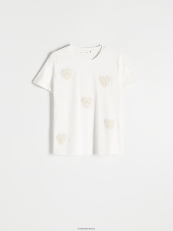 alb Reserved femei îmbrăcăminte tricou cu aplicatie 648HZ377