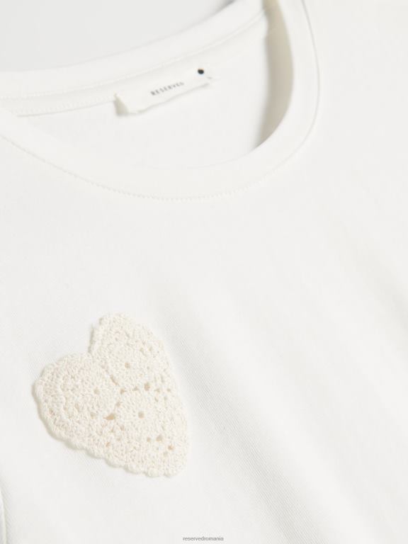 alb Reserved femei îmbrăcăminte tricou cu aplicatie 648HZ377