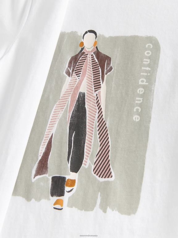 alb Reserved femei îmbrăcăminte tricou cu imprimeu 648HZ126