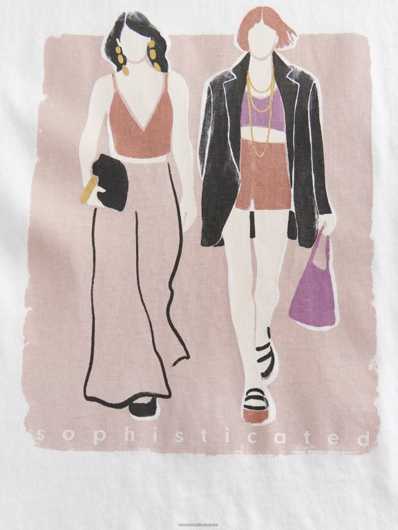 alb Reserved femei îmbrăcăminte tricou cu imprimeu 648HZ394