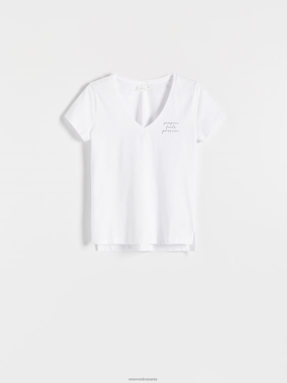 alb Reserved femei îmbrăcăminte tricou cu imprimeu 648HZ421