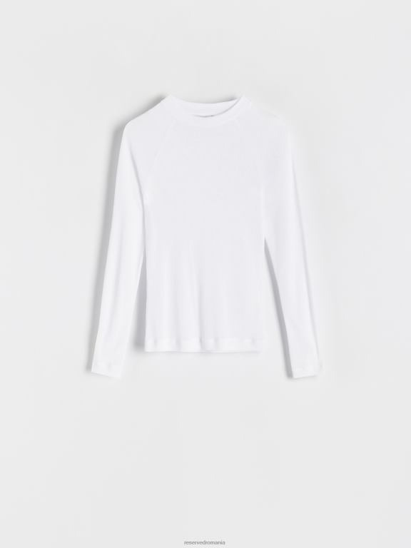 alb Reserved femei îmbrăcăminte tricou cu mânecă lungă bogat în viscoză 648HZ380