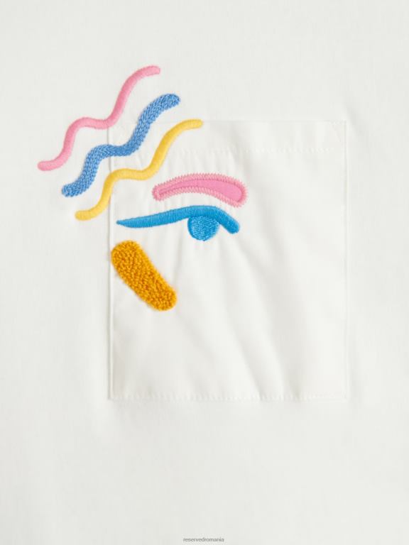 alb Reserved femei îmbrăcăminte tricou din bumbac 648HZ388