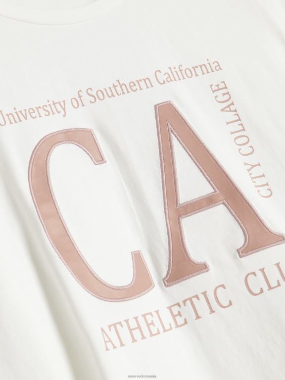 alb Reserved femei îmbrăcăminte tricou din bumbac 648HZ474