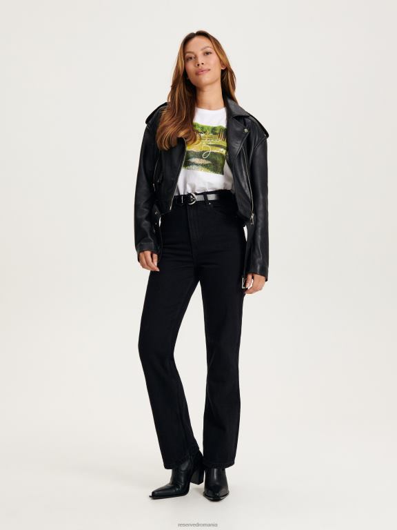 alb Reserved femei îmbrăcăminte tricou kimono cu imprimeu 648HZ14