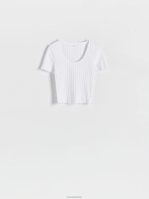 alb Reserved femei îmbrăcăminte tricou slim fit 648HZ455