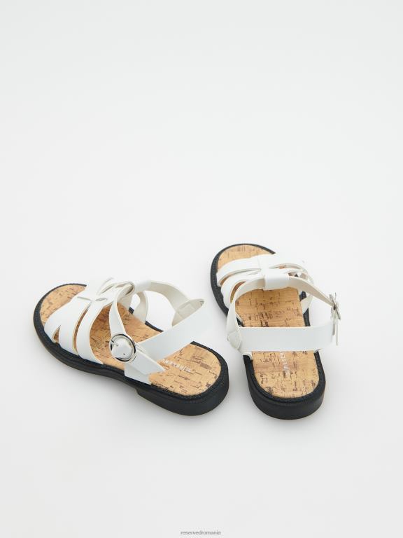 alb Reserved fetelor pantofi sandale cu catarame stil roman 648HZ1991