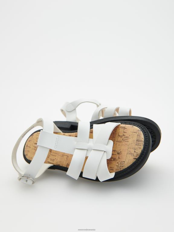 alb Reserved fetelor pantofi sandale cu catarame stil roman 648HZ1991