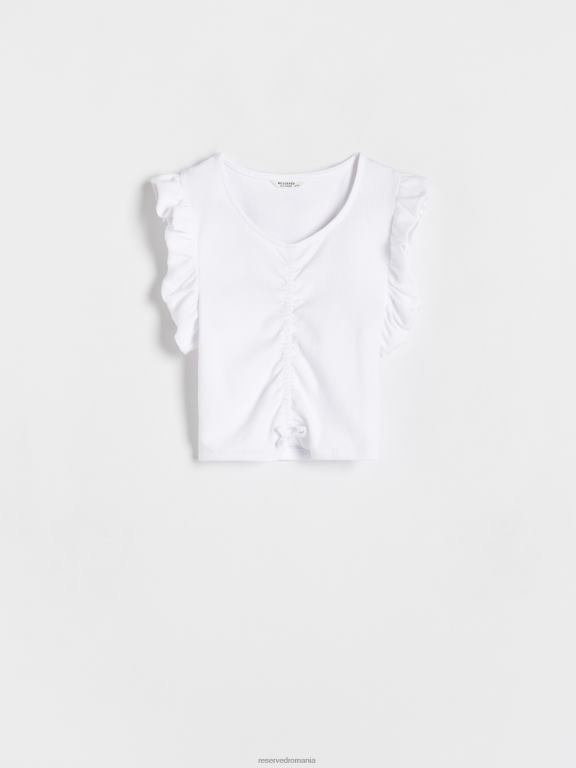 alb Reserved fetelor îmbrăcăminte bluză adunată 648HZ1997