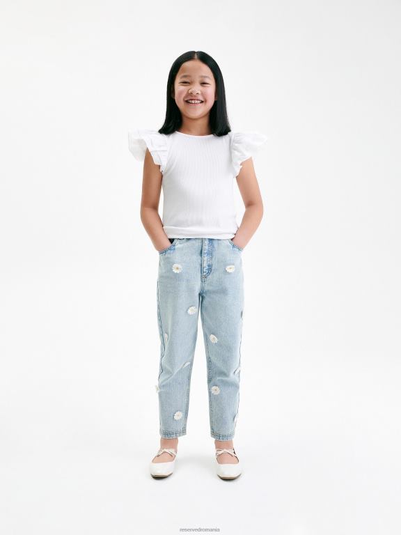 alb Reserved fetelor îmbrăcăminte bluză cu mâneci decorative 648HZ1747