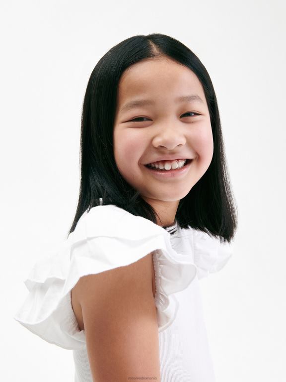 alb Reserved fetelor îmbrăcăminte bluză cu mâneci decorative 648HZ1747