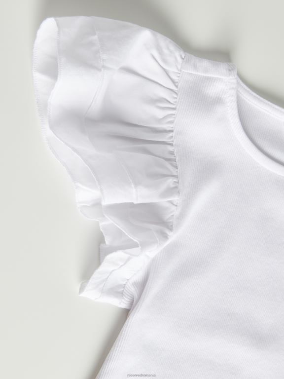 alb Reserved fetelor îmbrăcăminte bluză cu mâneci decorative 648HZ1747