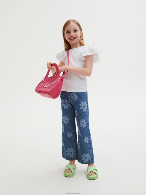 alb Reserved fetelor îmbrăcăminte bluză cu mâneci decorative 648HZ1925