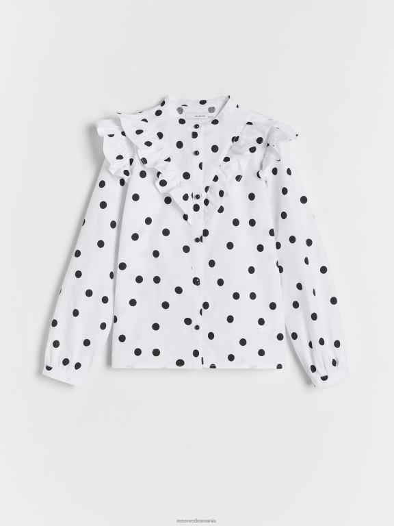 alb Reserved fetelor îmbrăcăminte cămașă cu detaliu cu volan 648HZ1809