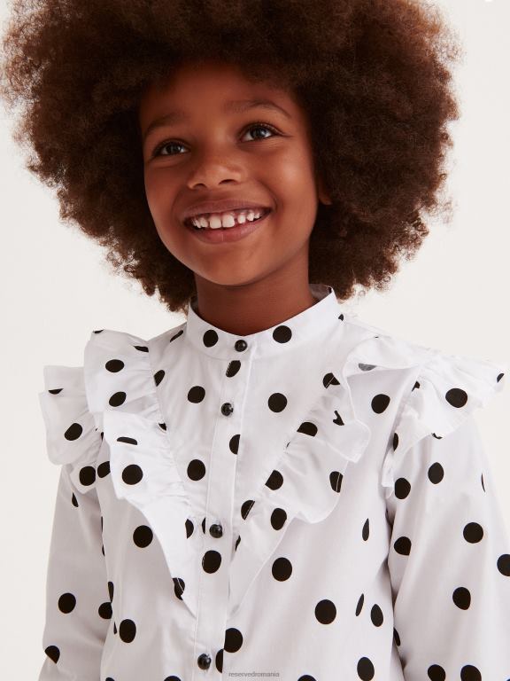 alb Reserved fetelor îmbrăcăminte cămașă cu detaliu cu volan 648HZ1809