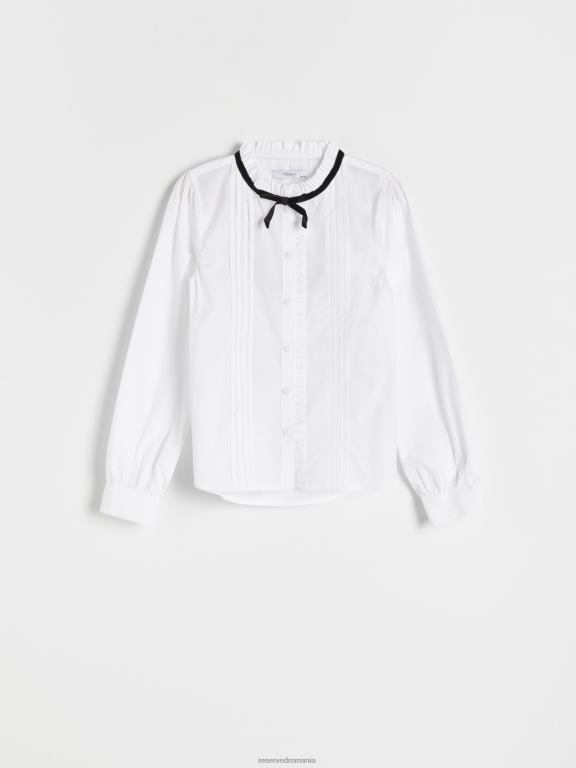 alb Reserved fetelor îmbrăcăminte cămașă cu pliuri decorative 648HZ1767