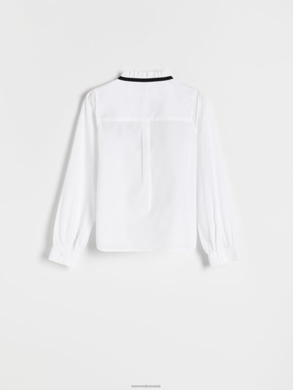 alb Reserved fetelor îmbrăcăminte cămașă cu pliuri decorative 648HZ1767