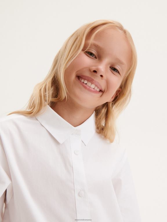 alb Reserved fetelor îmbrăcăminte cămașă din bumbac 648HZ1792