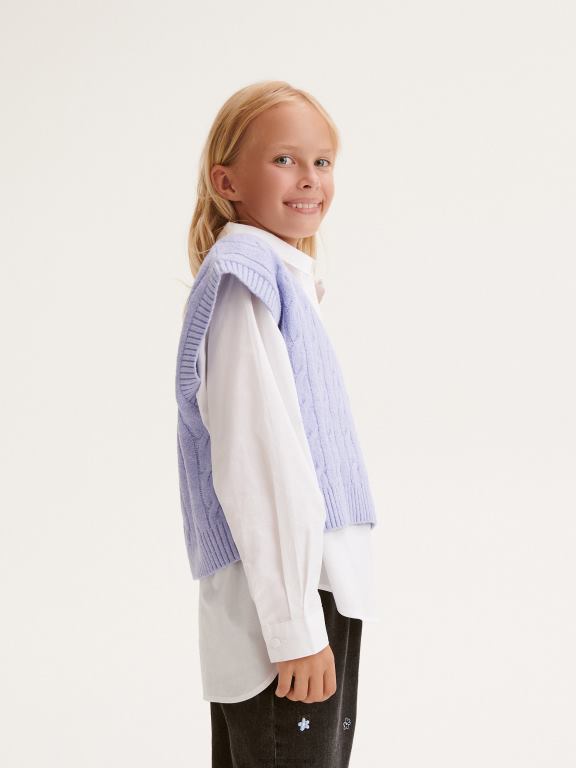 alb Reserved fetelor îmbrăcăminte cămașă din bumbac 648HZ1792