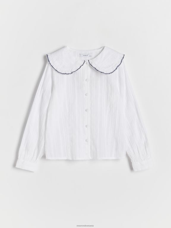 alb Reserved fetelor îmbrăcăminte cămașă din bumbac cu guler 648HZ1868