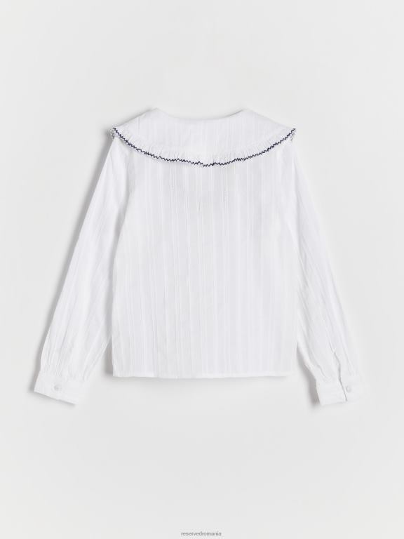 alb Reserved fetelor îmbrăcăminte cămașă din bumbac cu guler 648HZ1868