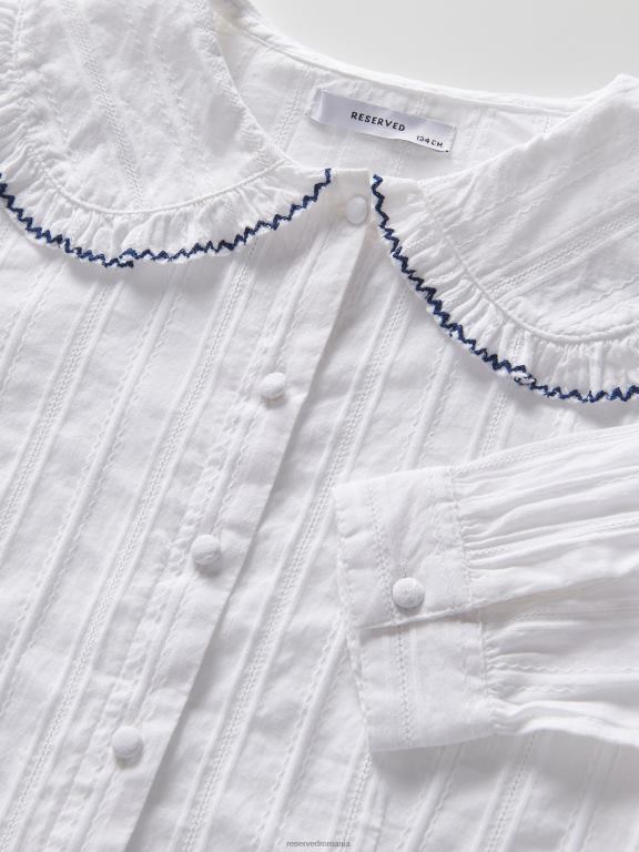 alb Reserved fetelor îmbrăcăminte cămașă din bumbac cu guler 648HZ1868
