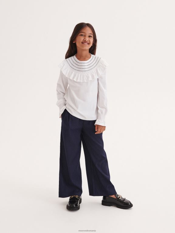 alb Reserved fetelor îmbrăcăminte top cu detaliu cu volane 648HZ1825