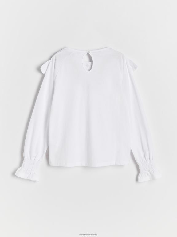 alb Reserved fetelor îmbrăcăminte top cu detaliu cu volane 648HZ1825