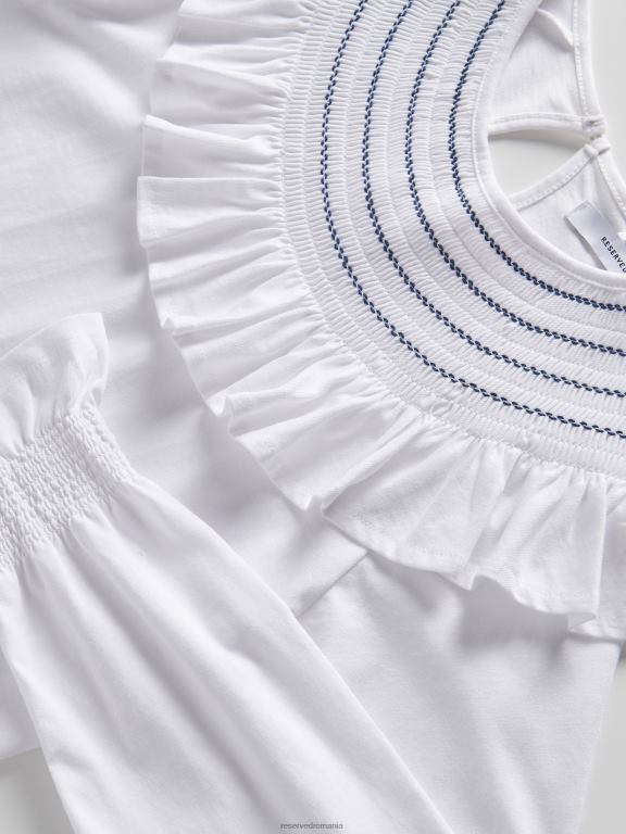 alb Reserved fetelor îmbrăcăminte top cu detaliu cu volane 648HZ1825