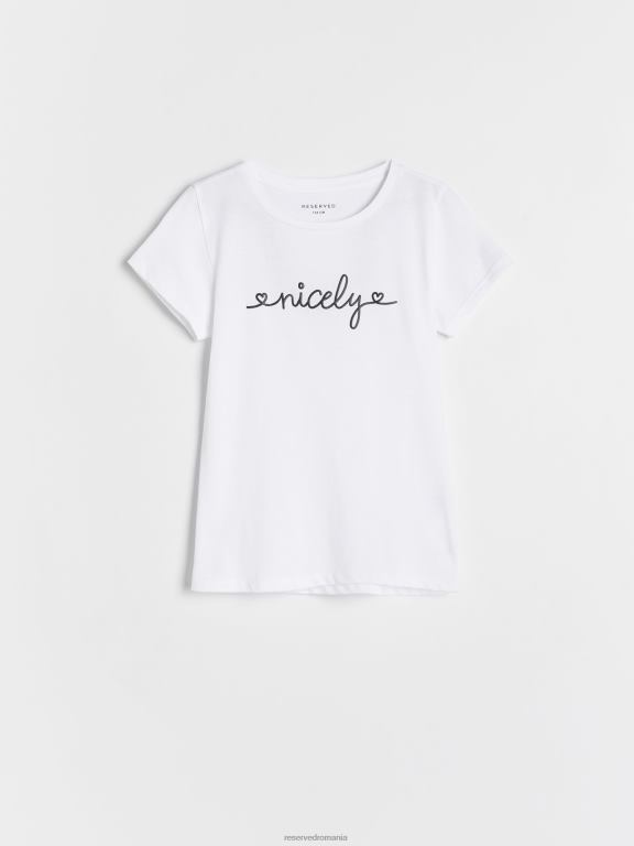 alb Reserved fetelor îmbrăcăminte tricou cu imprimeu 648HZ1715