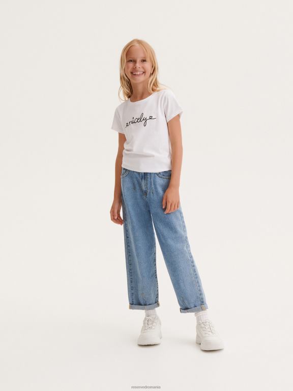 alb Reserved fetelor îmbrăcăminte tricou cu imprimeu 648HZ1715