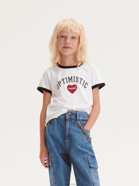 alb Reserved fetelor îmbrăcăminte tricou cu imprimeu 648HZ1830