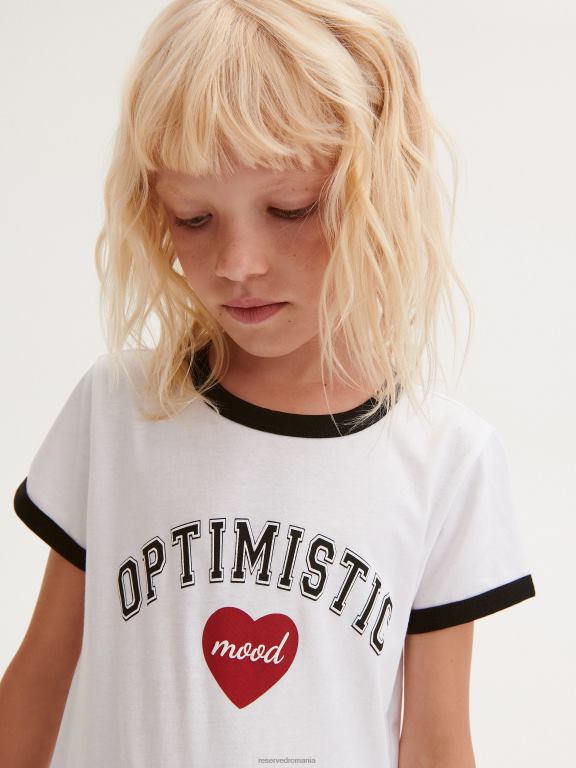 alb Reserved fetelor îmbrăcăminte tricou cu imprimeu 648HZ1830