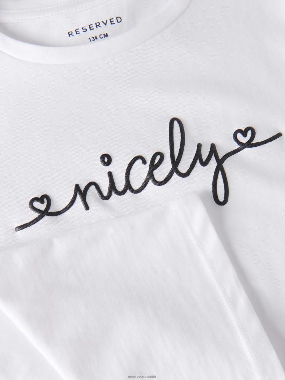 alb Reserved fetelor îmbrăcăminte tricou cu imprimeu 648HZ1922