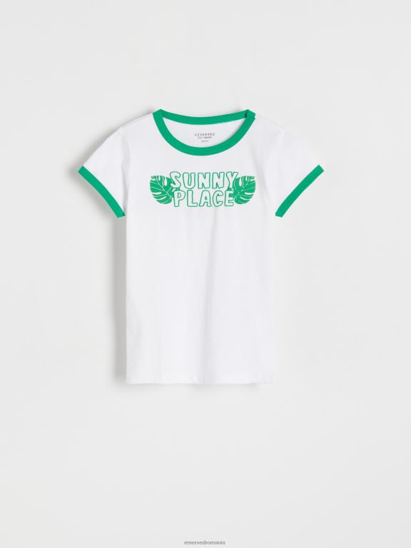 alb Reserved fetelor îmbrăcăminte tricou cu imprimeu in relief 648HZ1975