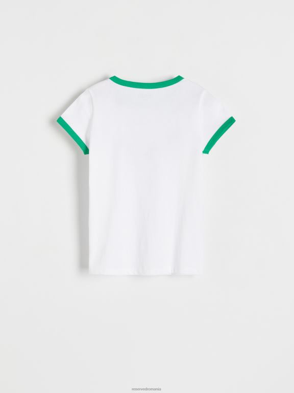 alb Reserved fetelor îmbrăcăminte tricou cu imprimeu in relief 648HZ1975