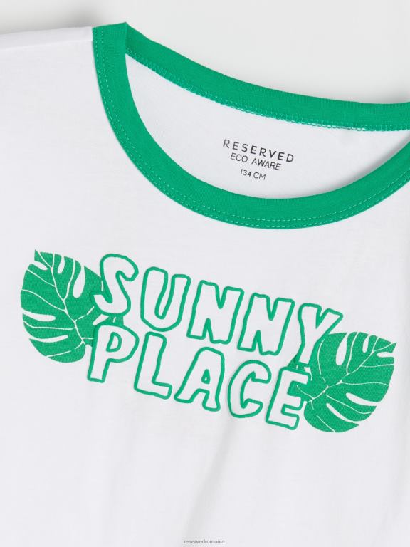 alb Reserved fetelor îmbrăcăminte tricou cu imprimeu in relief 648HZ1975