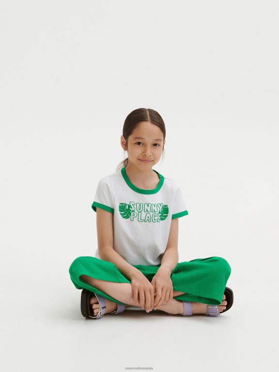 alb Reserved fetelor îmbrăcăminte tricou cu imprimeu in relief 648HZ1975