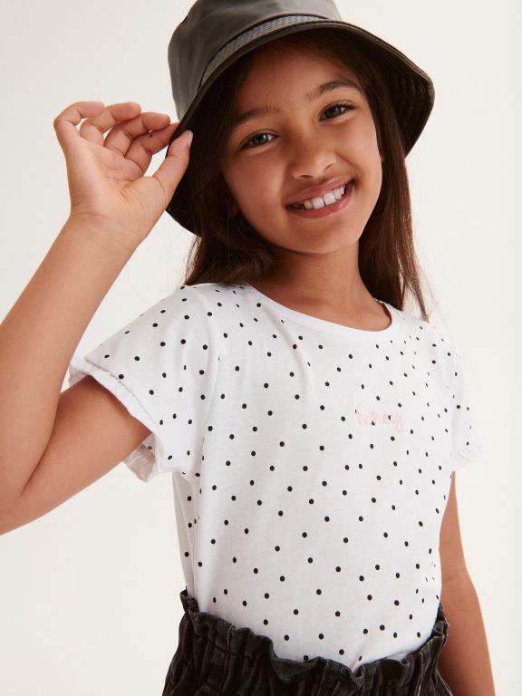 alb Reserved fetelor îmbrăcăminte tricou cu model cu detaliu de broderie 648HZ1758