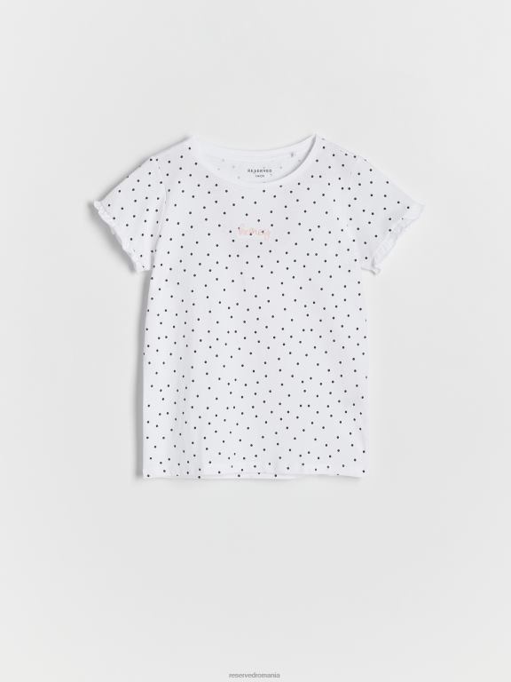 alb Reserved fetelor îmbrăcăminte tricou cu model cu detaliu de broderie 648HZ1758