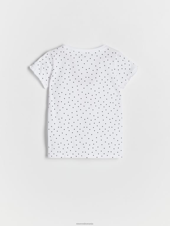 alb Reserved fetelor îmbrăcăminte tricou cu model cu detaliu de broderie 648HZ1758