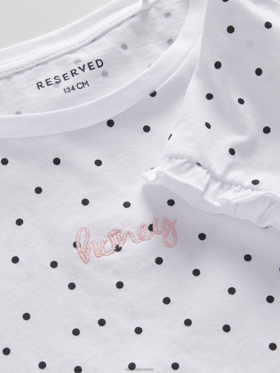 alb Reserved fetelor îmbrăcăminte tricou cu model cu detaliu de broderie 648HZ1758