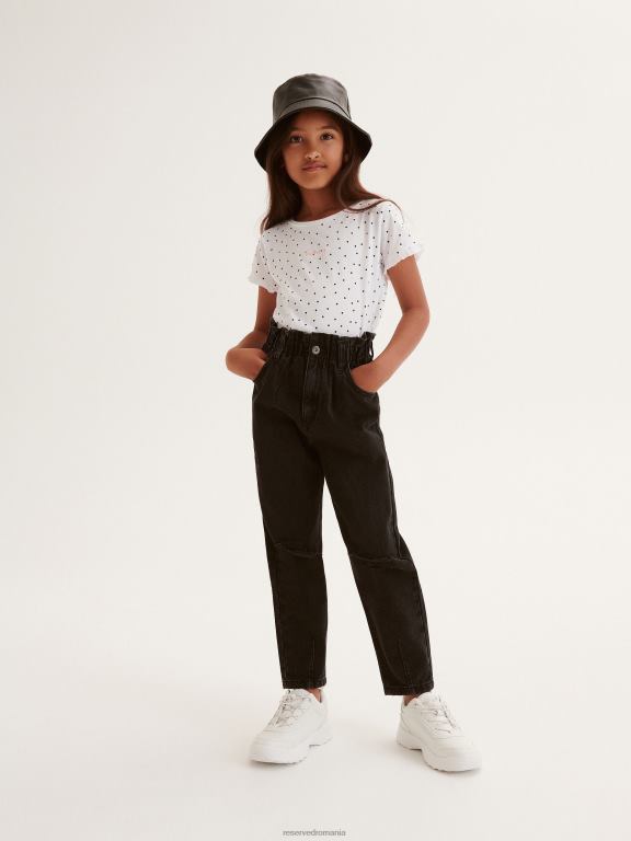 alb Reserved fetelor îmbrăcăminte tricou cu model cu detaliu de broderie 648HZ1758