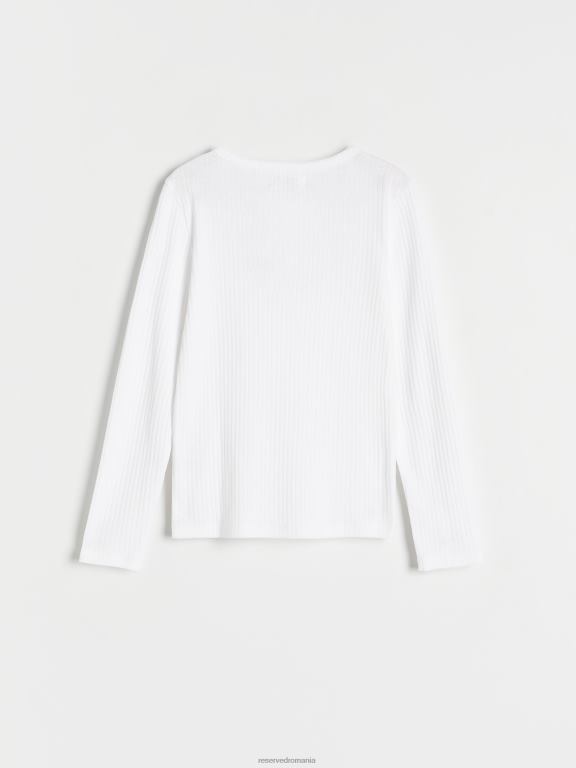 alb Reserved fetelor îmbrăcăminte tricou cu mânecă lungă din tricot în coastă 648HZ1878