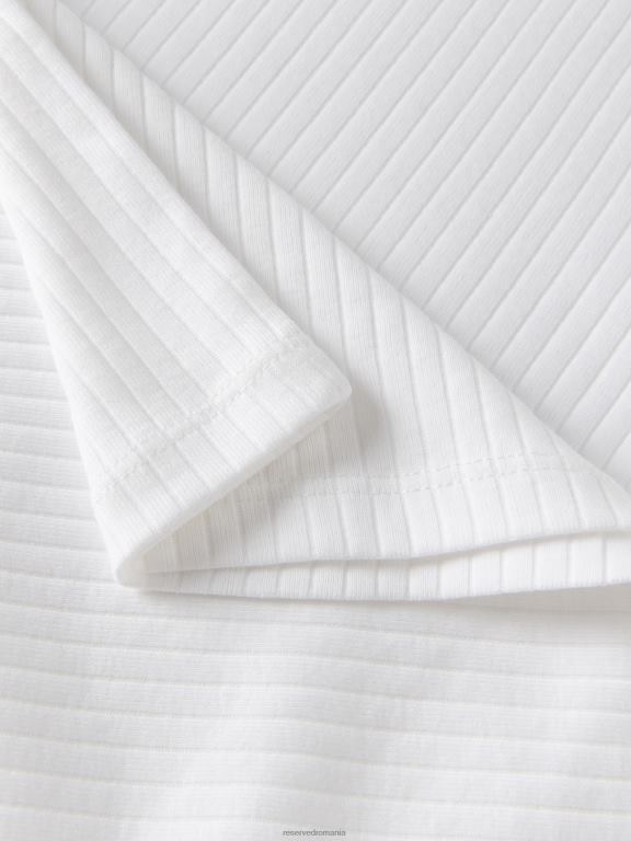 alb Reserved fetelor îmbrăcăminte tricou cu mânecă lungă din tricot în coastă 648HZ1878