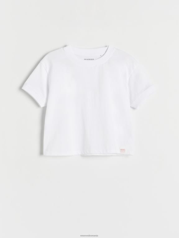 alb Reserved fetelor îmbrăcăminte tricou cu plasture 648HZ1735