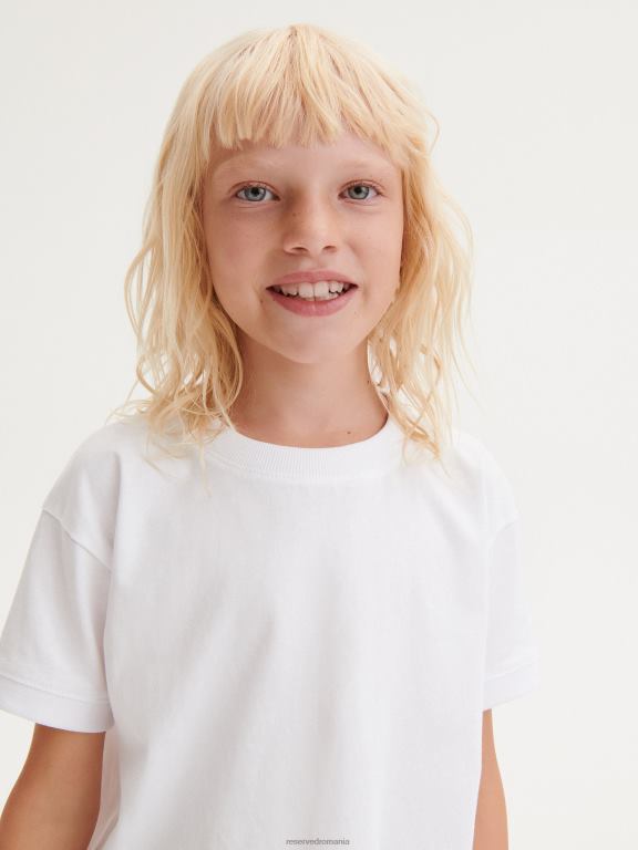 alb Reserved fetelor îmbrăcăminte tricou cu plasture 648HZ2005